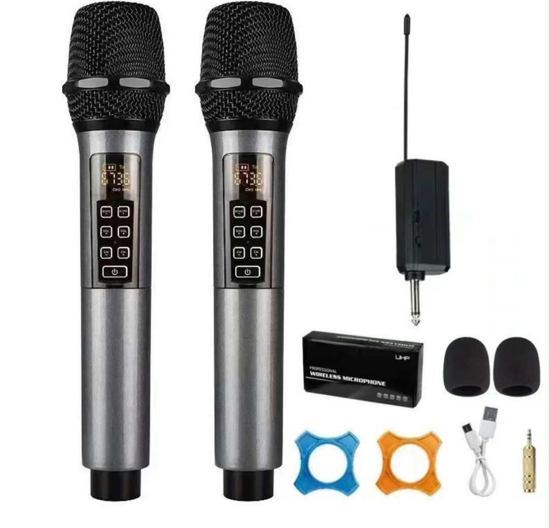 A dual UHF wireless microphone system