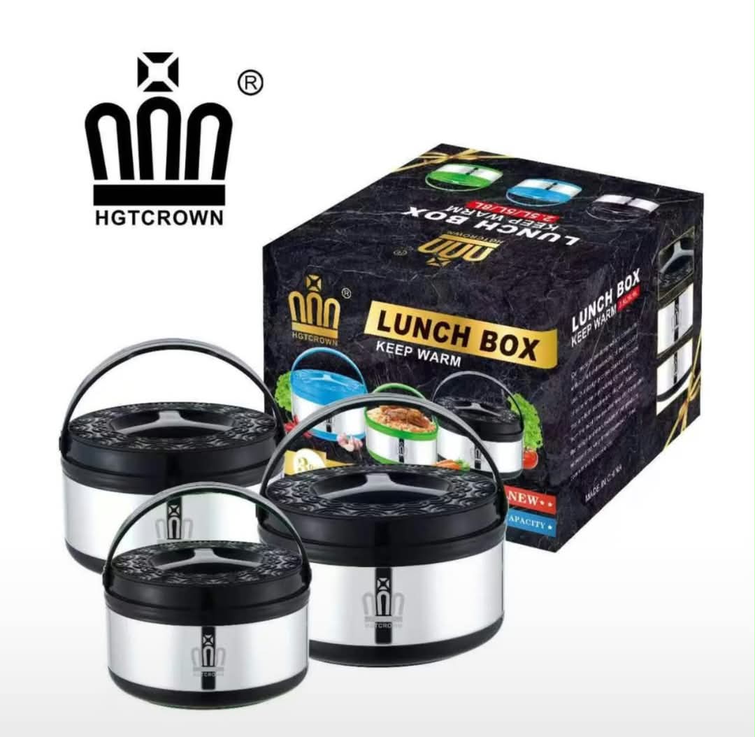 3-piece insulated lunch box set by the brand HGTCROWN 2.5L, 5L, 8L