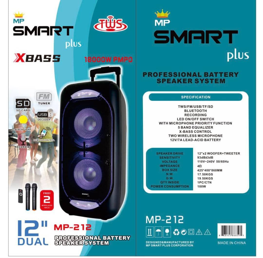 MP Smart Plus MP-212, a 12-inch Dual Professional Battery Speaker System