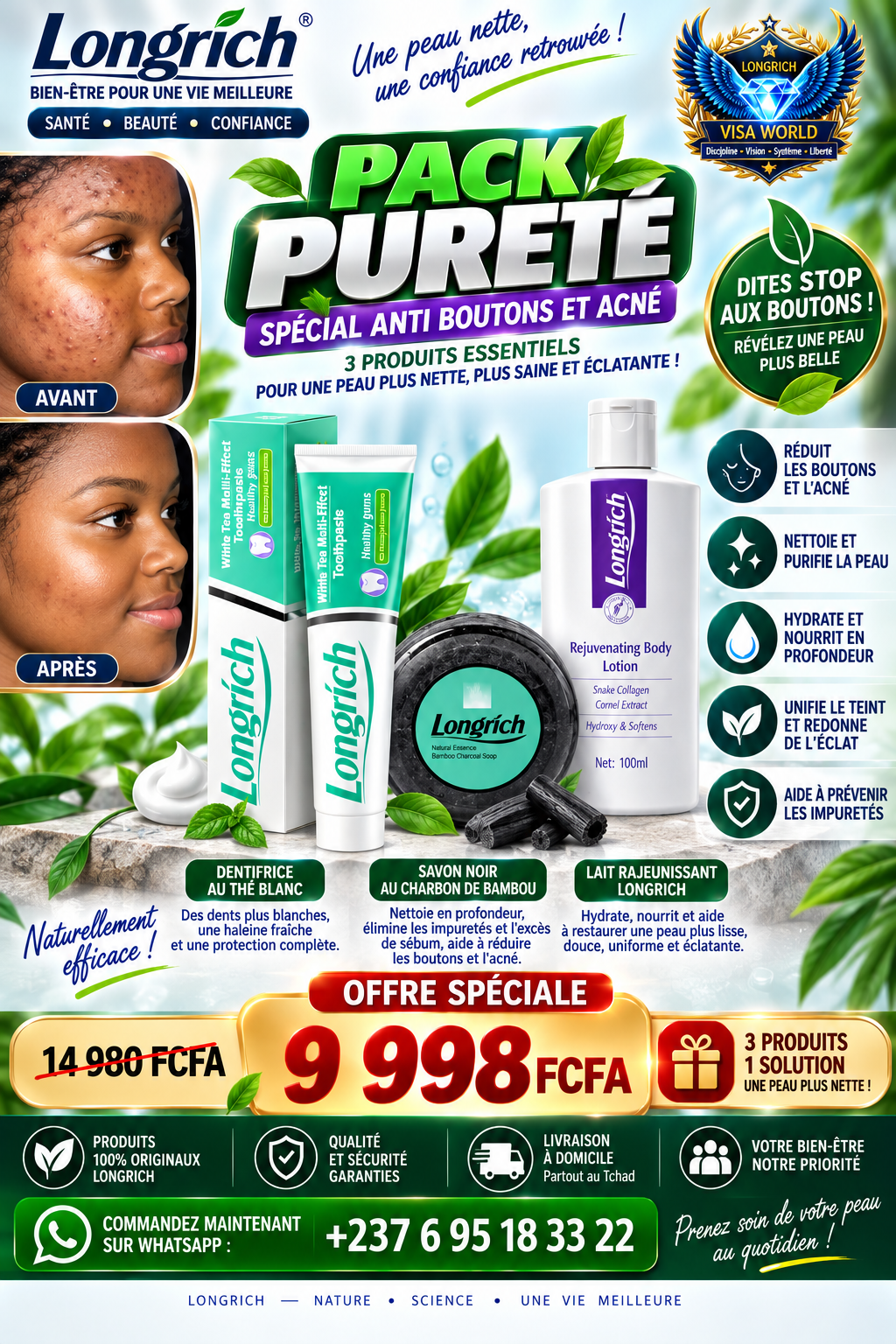 Packs pureté Quinto tâches bouton acné 