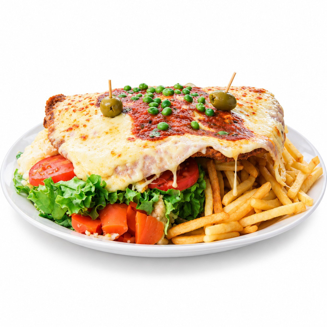 Napolitana x2 con fritas, rusa y mixta
