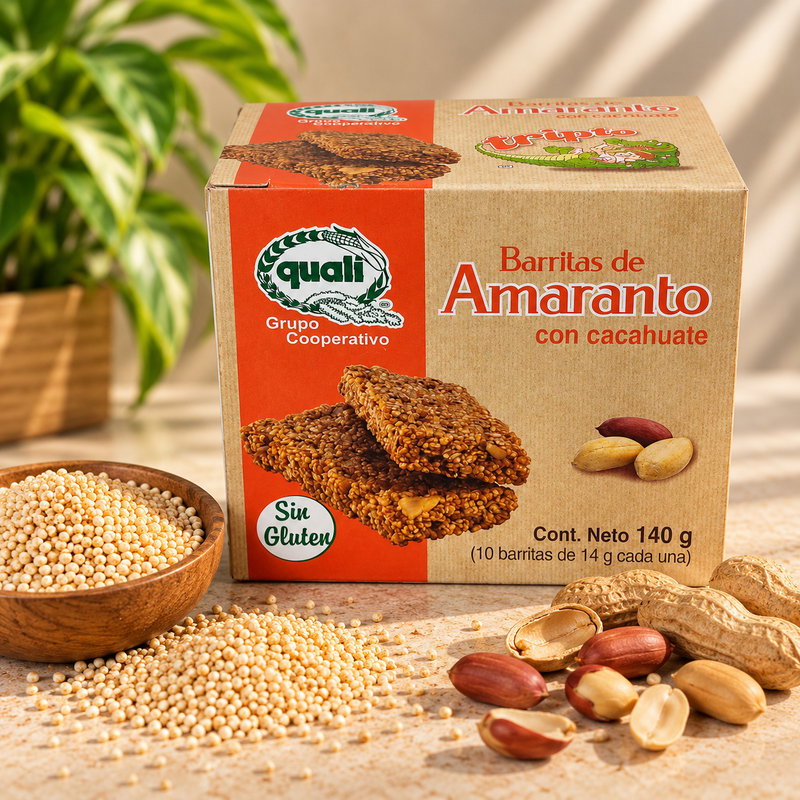Barritas de amaranto con cacahuate