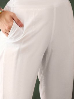 White Cotton Schiffli Embroidery Kurta Set