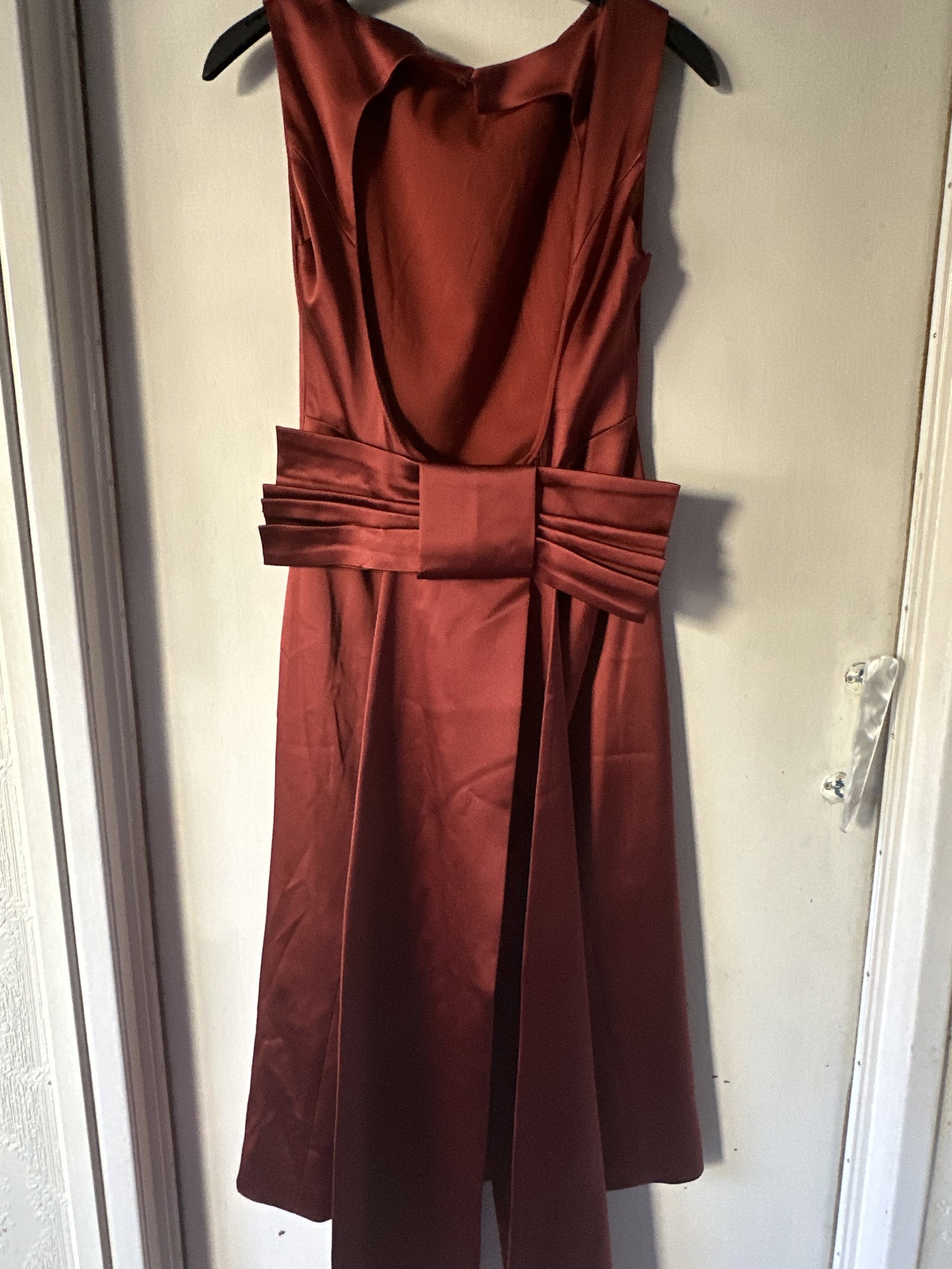 Karen Millen Italian Satin Tailored Bow Detail Maxi Dress_8