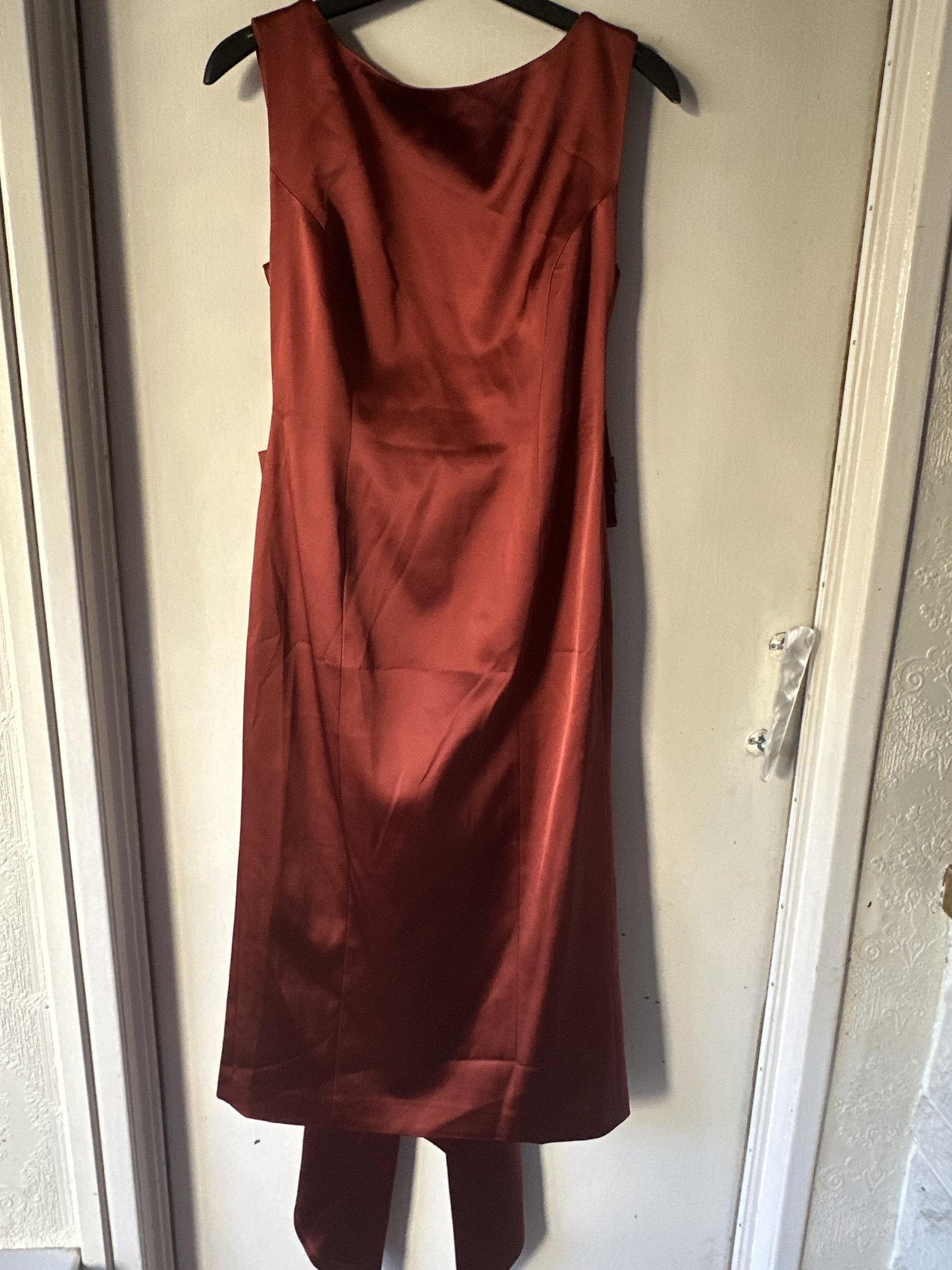 Karen Millen Italian Satin Tailored Bow Detail Maxi Dress_5