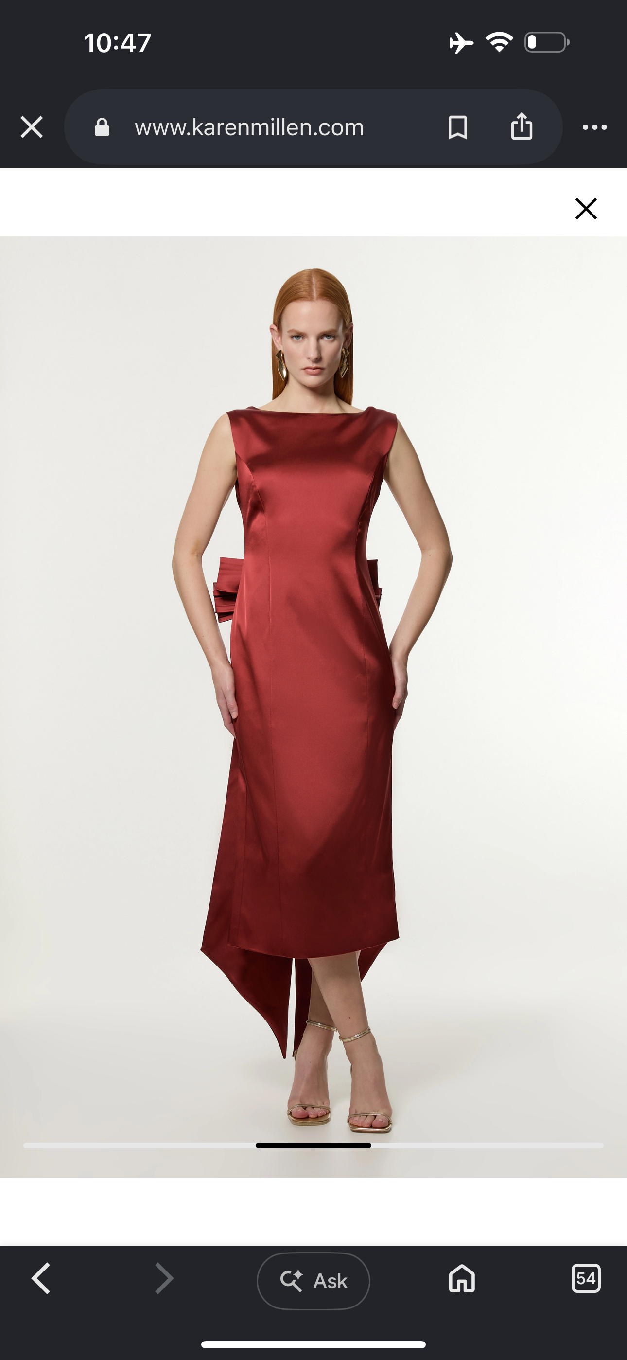 Karen Millen Italian Satin Tailored Bow Detail Maxi Dress_0