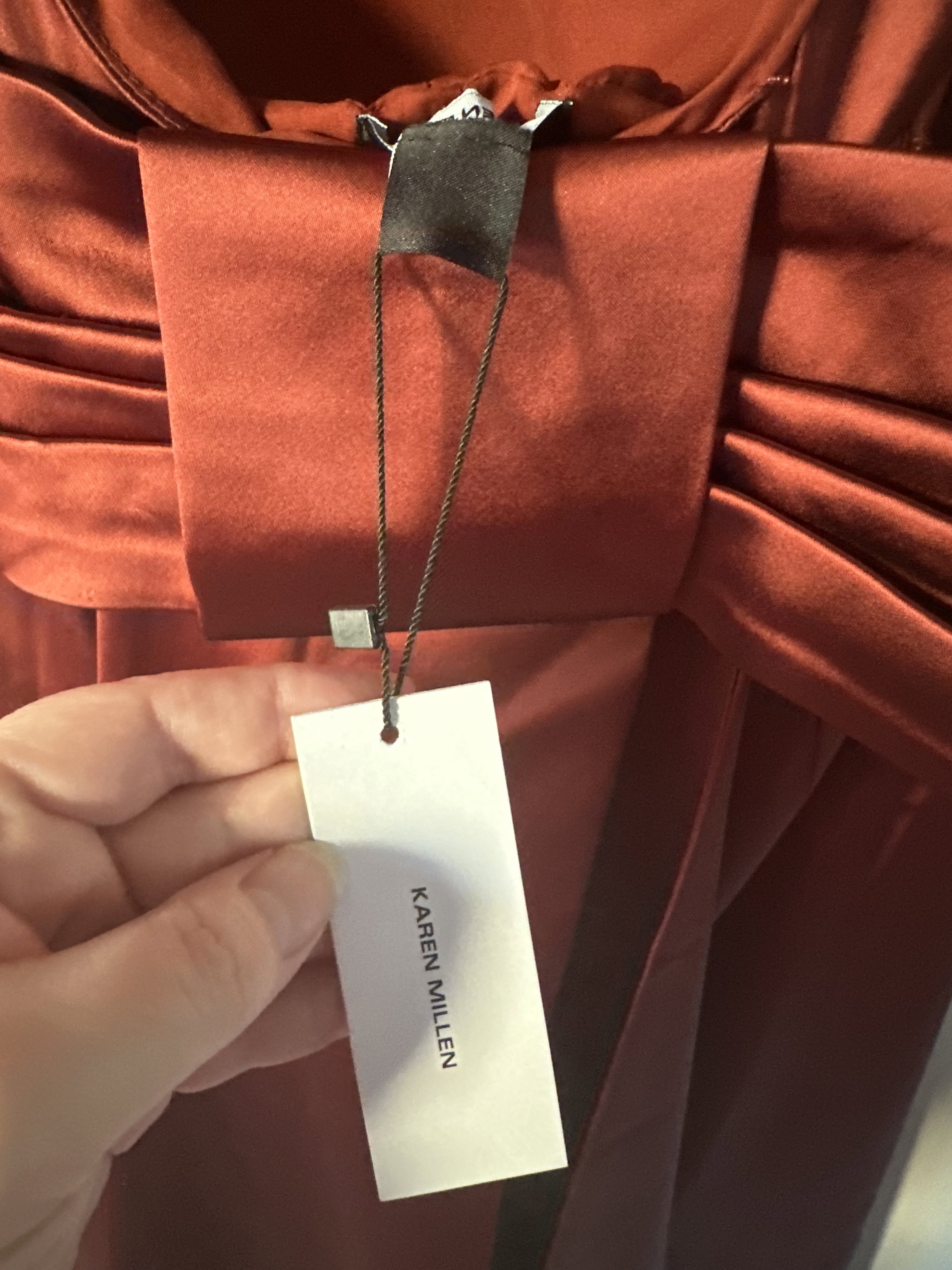 Karen Millen Italian Satin Tailored Bow Detail Maxi Dress_9