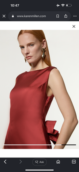 Karen Millen Italian Satin Tailored Bow Detail Maxi Dress