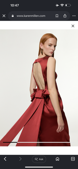 Karen Millen Italian Satin Tailored Bow Detail Maxi Dress