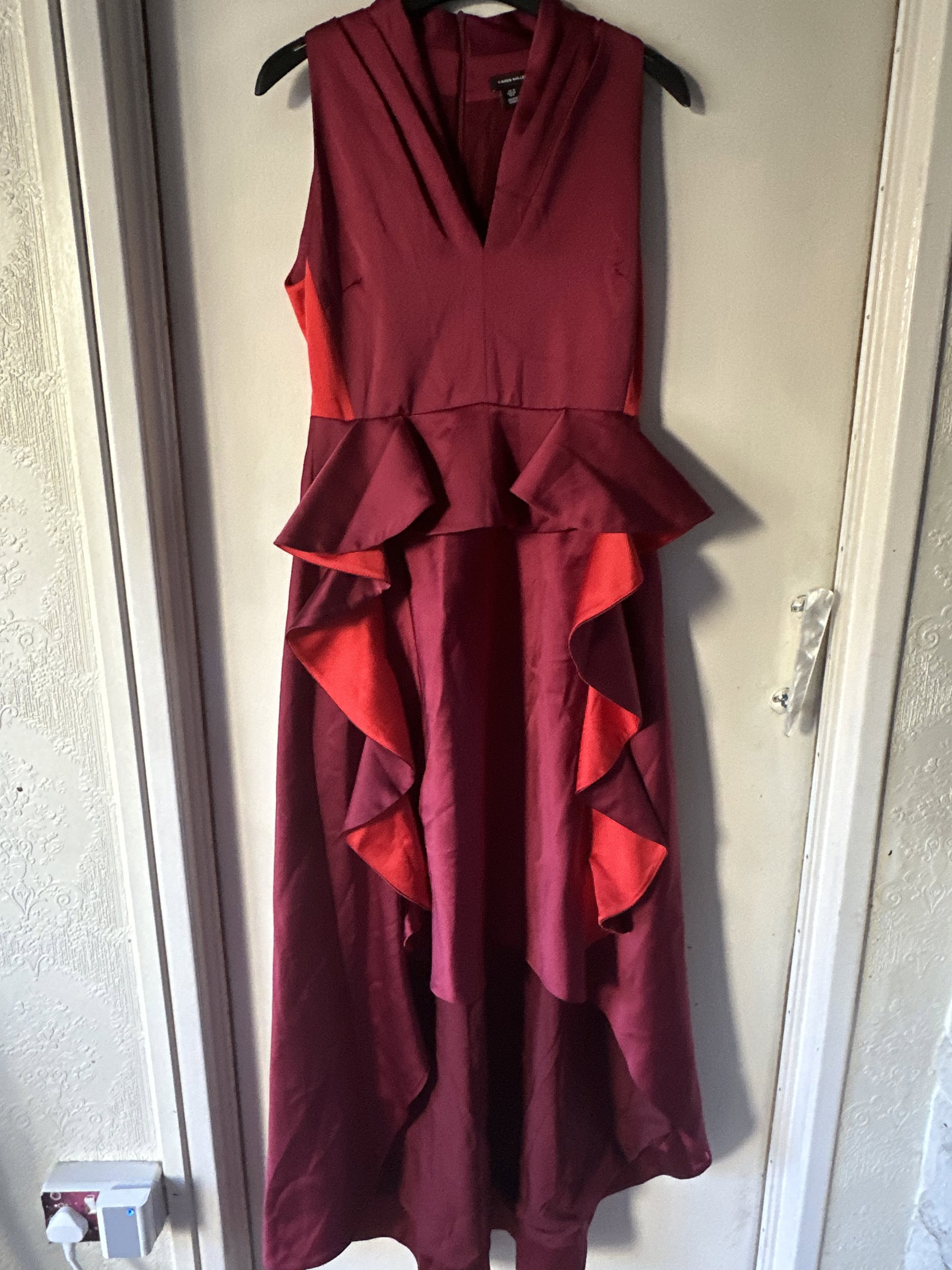 Karen Millen Tailored Colour Block Ruffled Midaxi Dress_5
