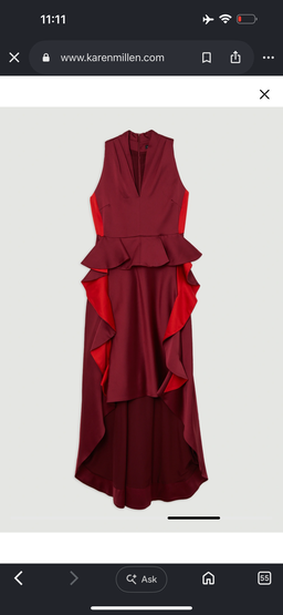 Karen Millen Tailored Colour Block Ruffled Midaxi Dress
