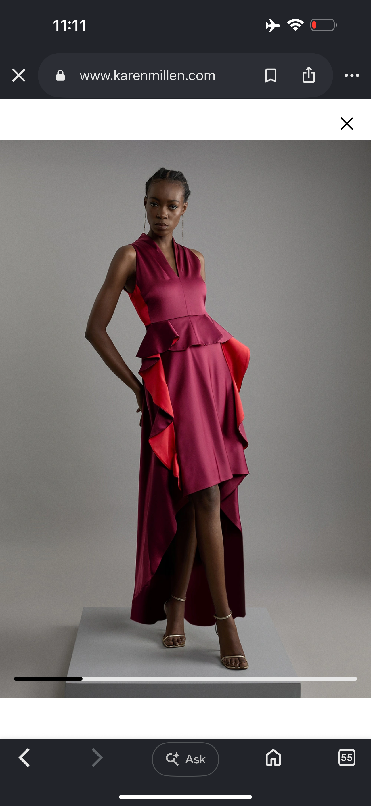 Karen Millen Tailored Colour Block Ruffled Midaxi Dress_0