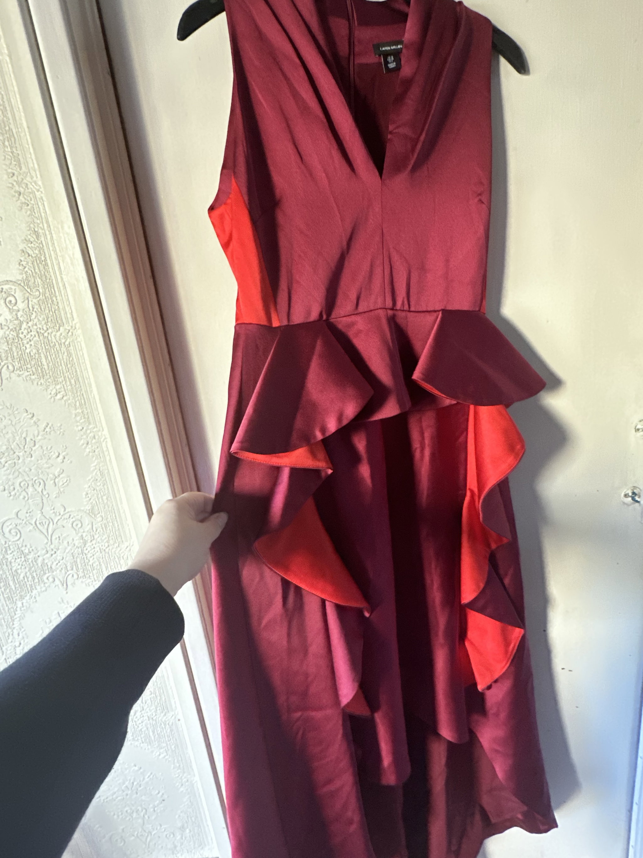 Karen Millen Tailored Colour Block Ruffled Midaxi Dress_8