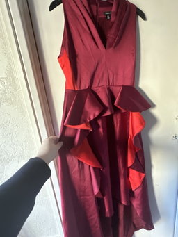 Karen Millen Tailored Colour Block Ruffled Midaxi Dress