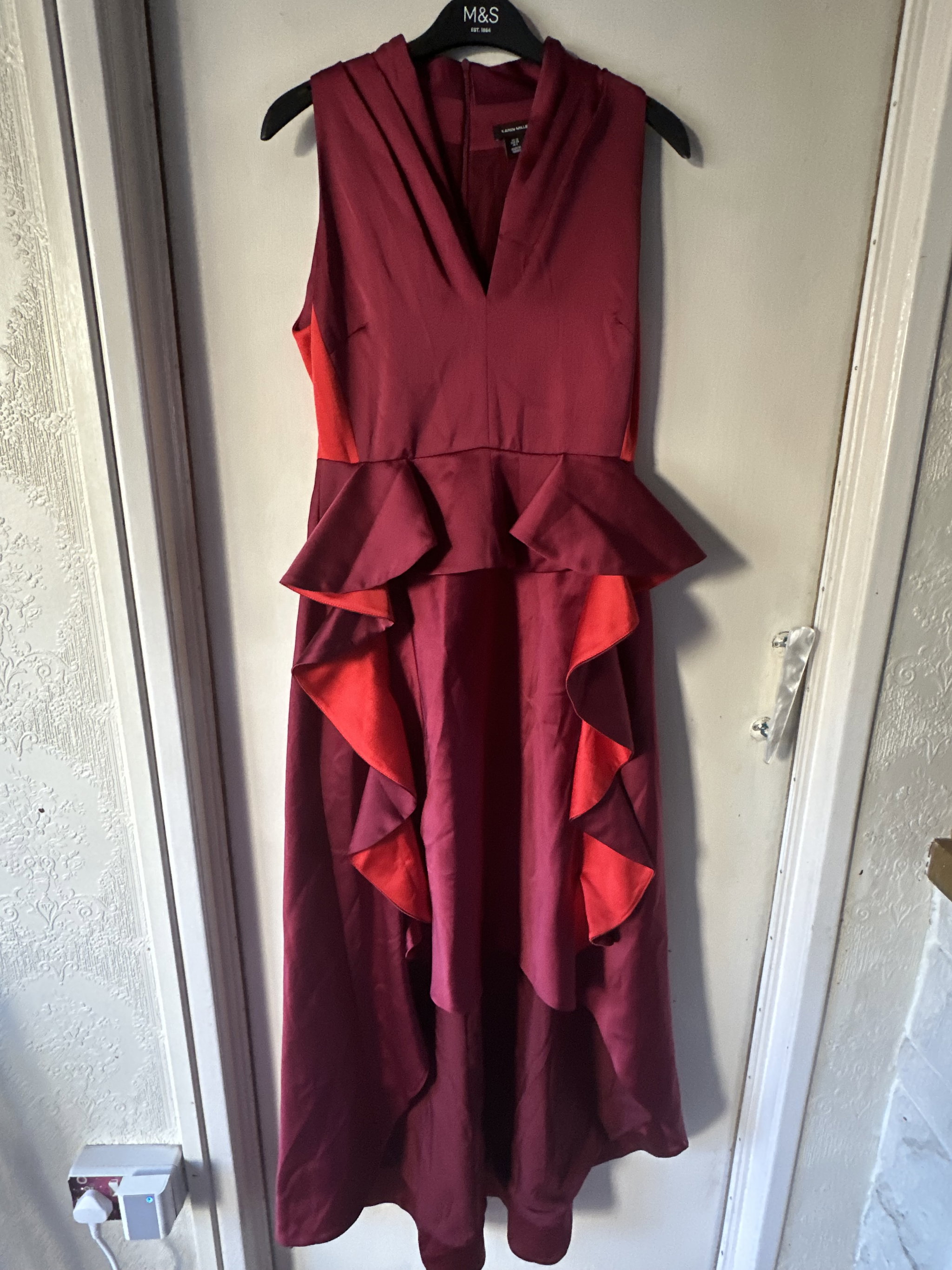 Karen Millen Tailored Colour Block Ruffled Midaxi Dress_7
