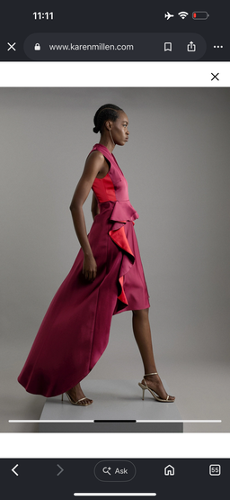 Karen Millen Tailored Colour Block Ruffled Midaxi Dress