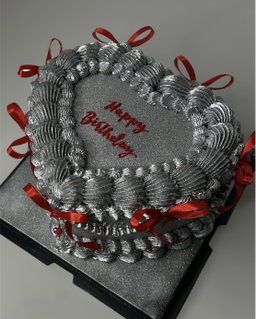 Silver Glitter Cake With Bows