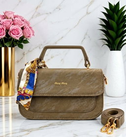Classic Khaki Top-Handle Crossbody Bag