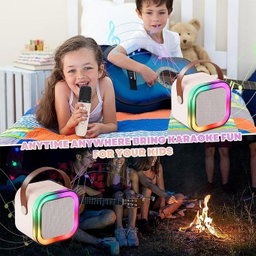 Children’s Bluetooth Speaker with Colorful Lights and Mini Wireless Microphones.