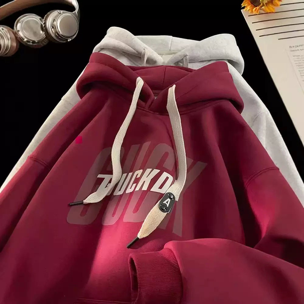 Contrast Graphic Pullover Hoodie_0