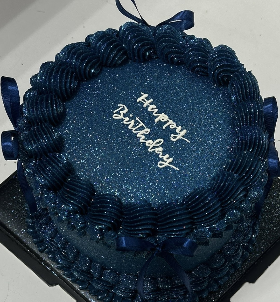 Navy Blue Glitter Cake