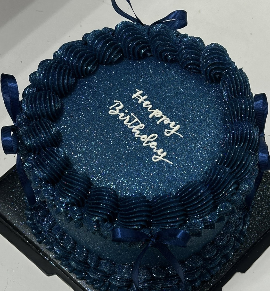 Navy Blue Glitter Cake  _0