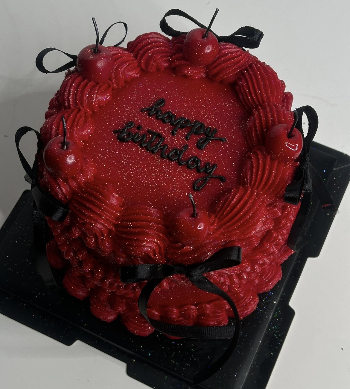  Glitter Cake with Bows and Cherries_0