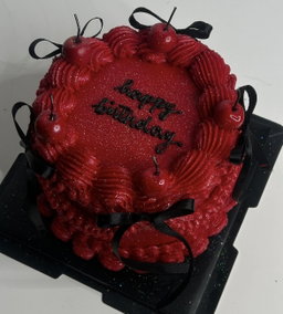  Glitter Cake with Bows and Cherries