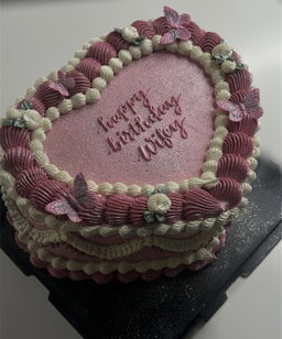 Pink Glitter Cake with edible butterflies