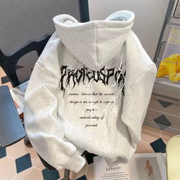 Light Grey Gothic Lightning Graphic Hoodie