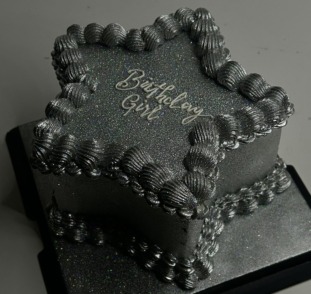 Silver Star Glitter Cake   _1