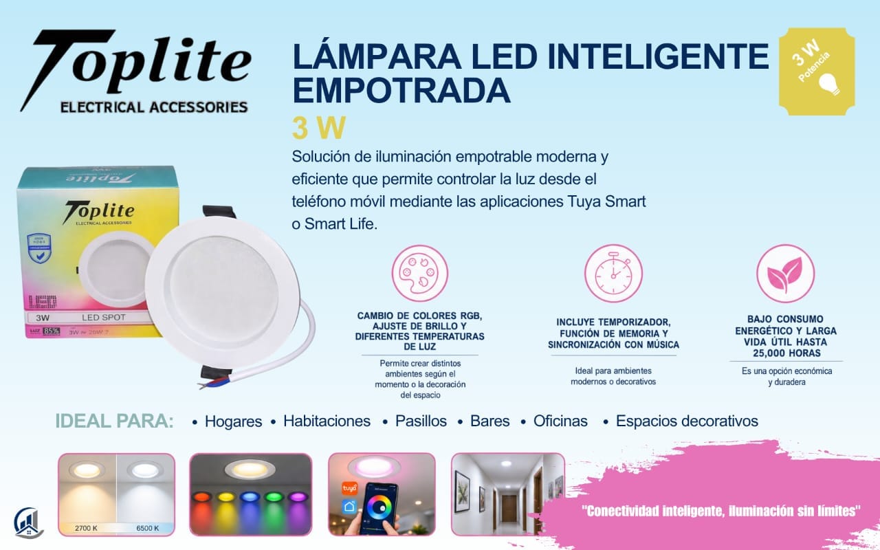 Lámpara led inteligente empotrada Toplite _0