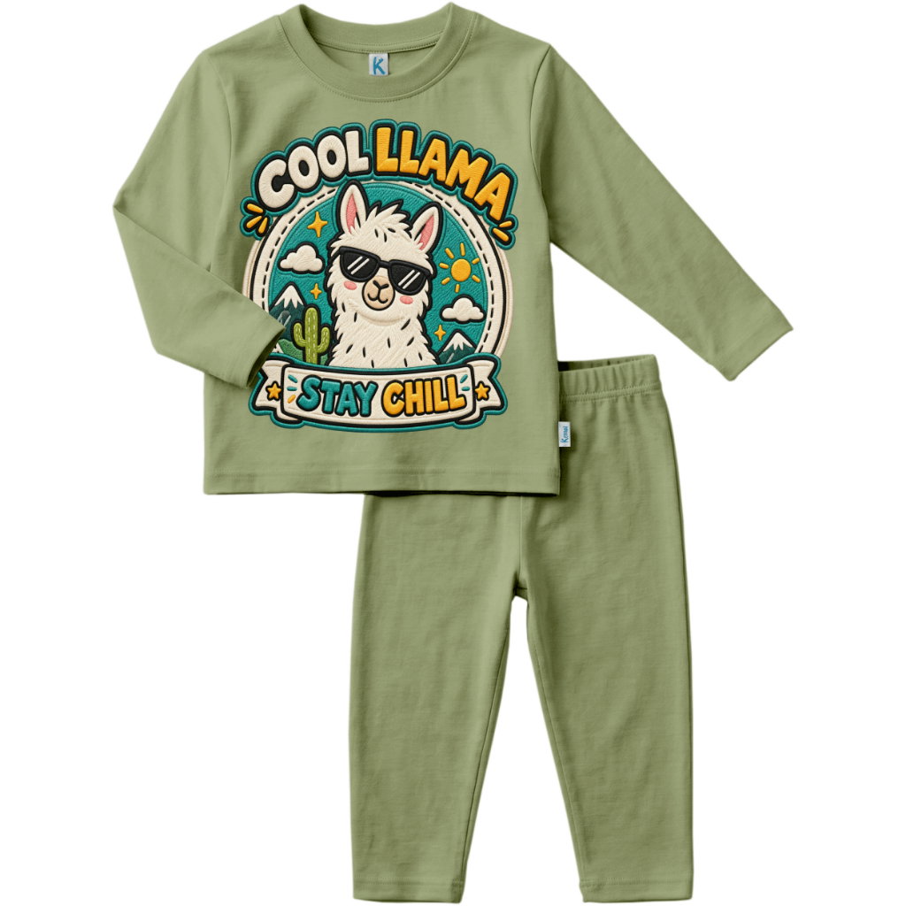 SETELAN PANJANG SERIES ANIMAL EMBRODIERY COOL LLAMA
