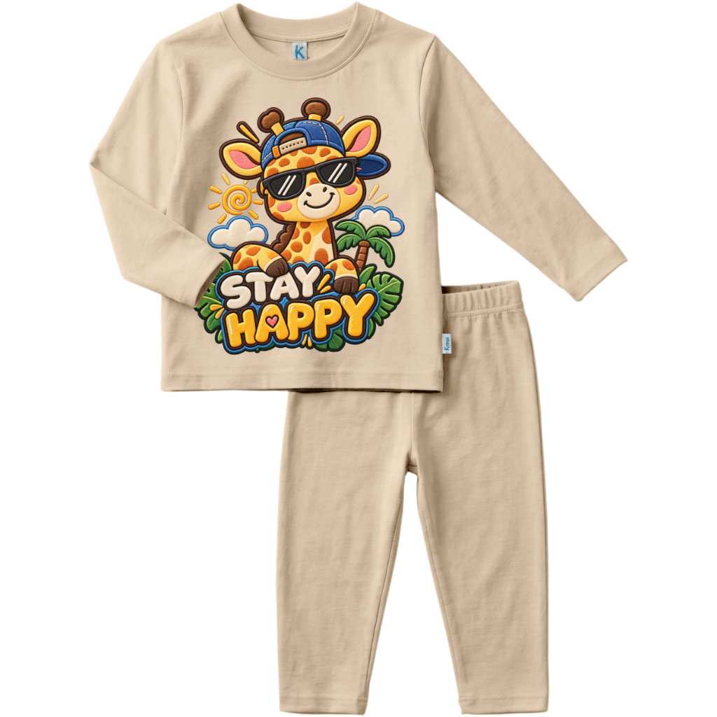 SETELAN PANJANG SERIES ANIMAL EMBRODIERY GIRAFFE HAPPY_0