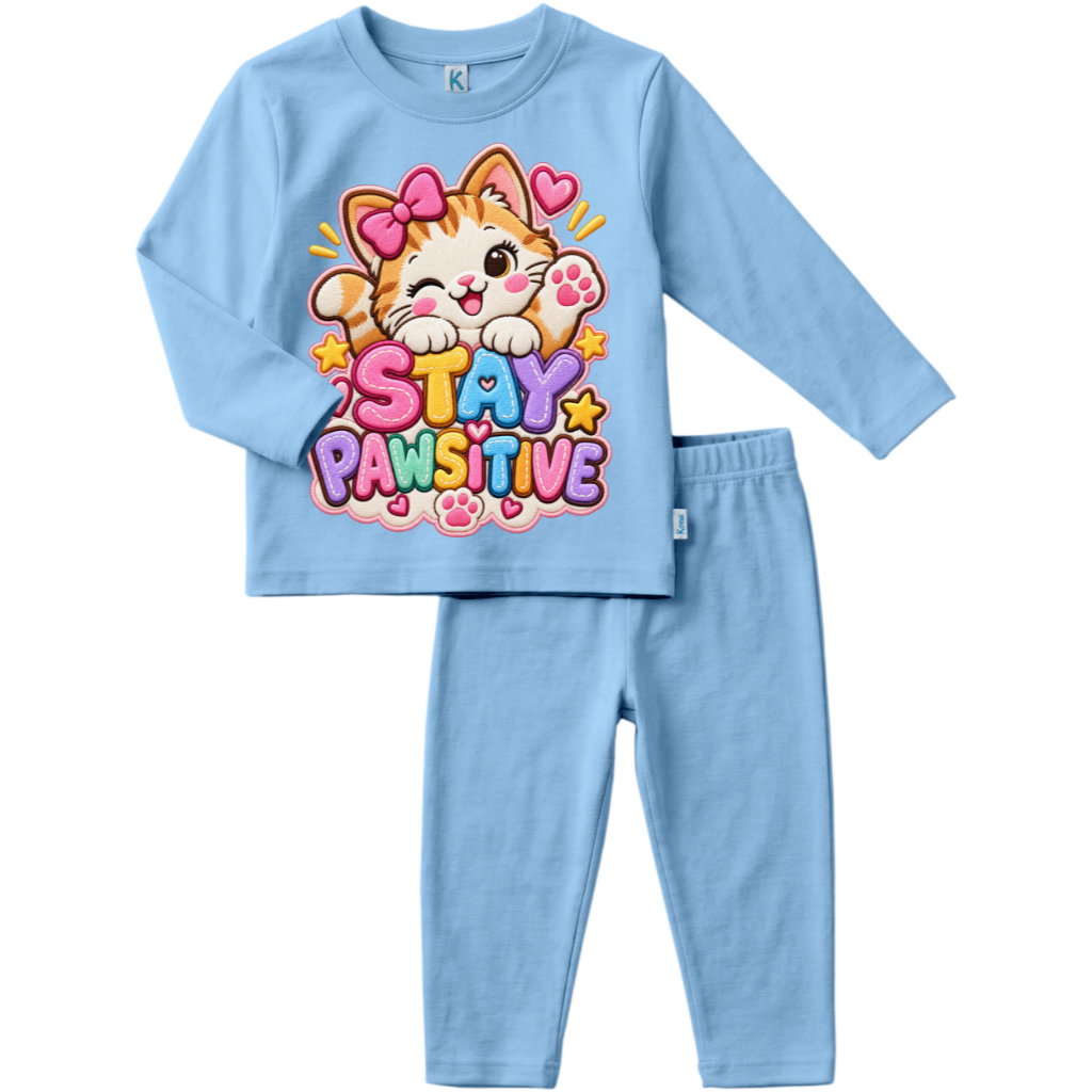 SETELAN PANJANG SERIES ANIMAL EMBRODIERY PAWSITIVE CAT
