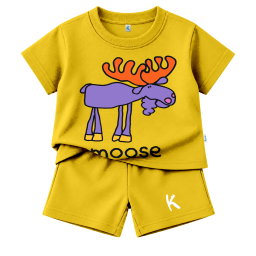 SETELAN PENDEK SERIES DRAWING ANIMAL MOOSE