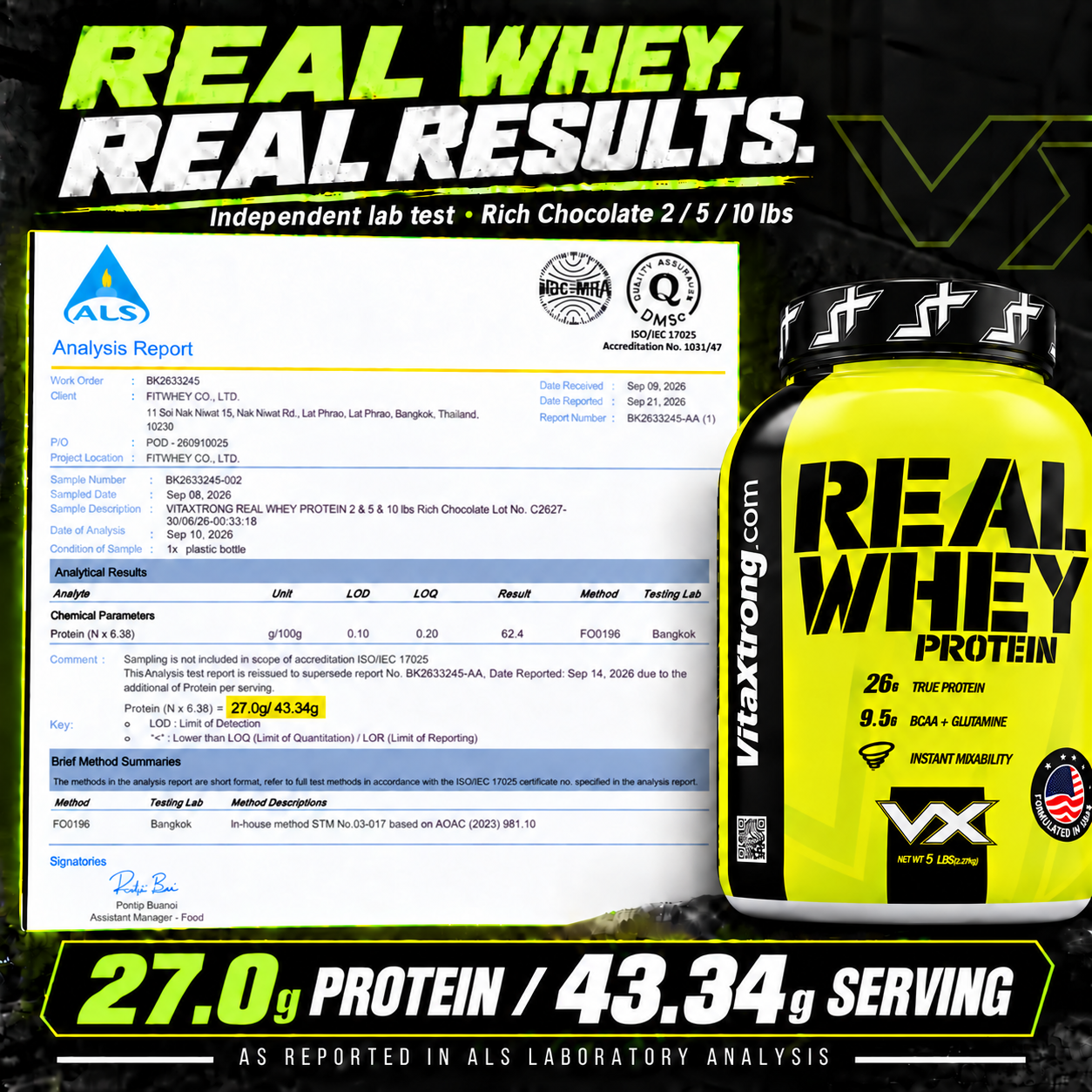 VITAXTRONG™ Real Whey Protein (2lbs/1kg) — Designed for Performance & Recovery | Lab-Tested • No Amino Spiking | Lean Muscle Growth_3