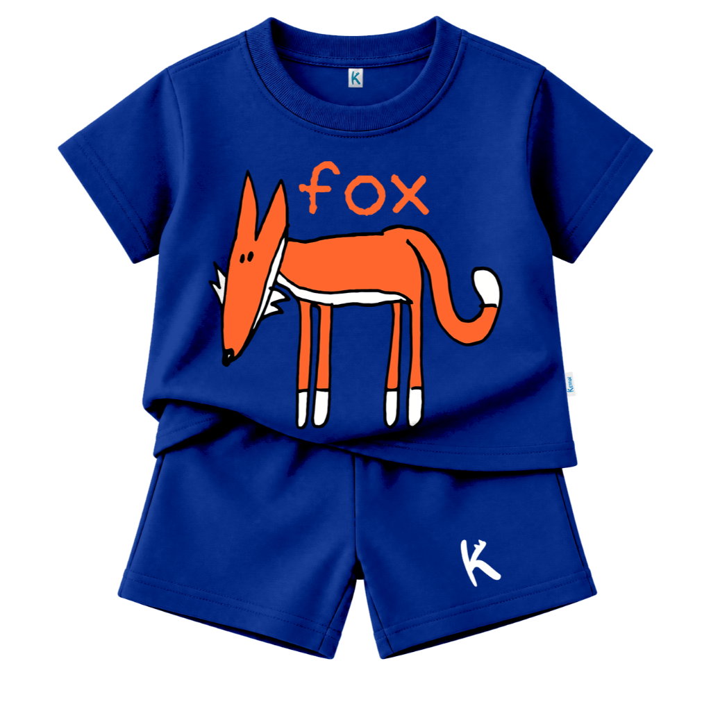 SETELAN PENDEK SERIES DRAWING ANIMAL FOX FLAT