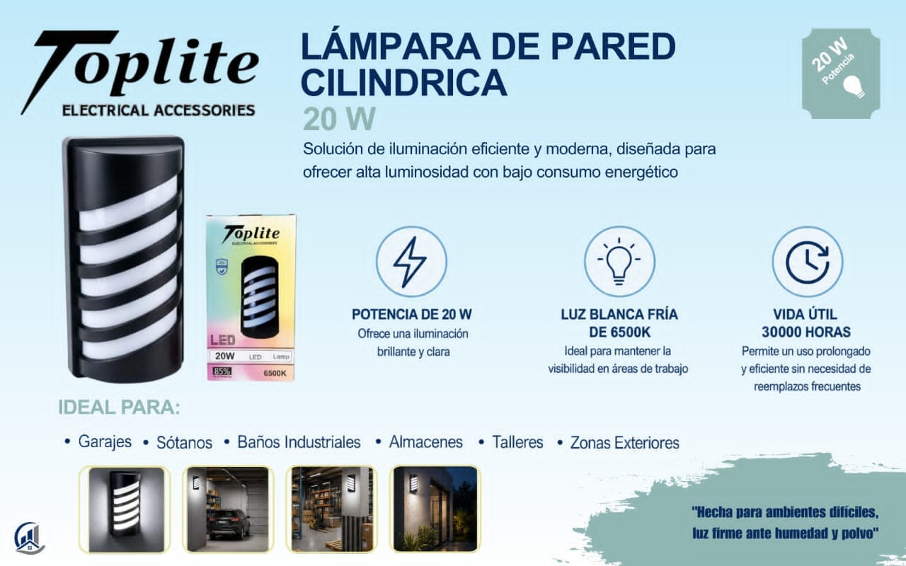 Lámpara de pared cilíndrica 20 W  Toplite _0