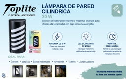 Lámpara de pared cilíndrica 20 W  Toplite 