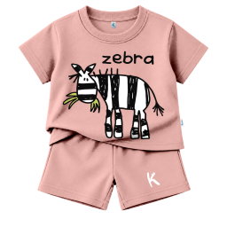 SETELAN PENDEK SERIES DRAWING ANIMAL ZEBRA EAT