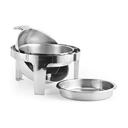 Round stainless steel roll top chafing dish