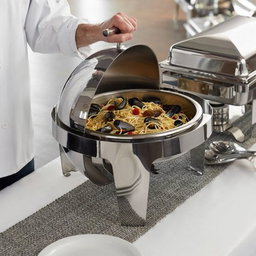 Round stainless steel roll top chafing dish