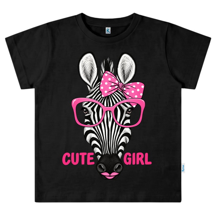KAOS ATASAN PENDEK SERIES CHEERFUL PALS CUTE ZEBRA GLASES_0