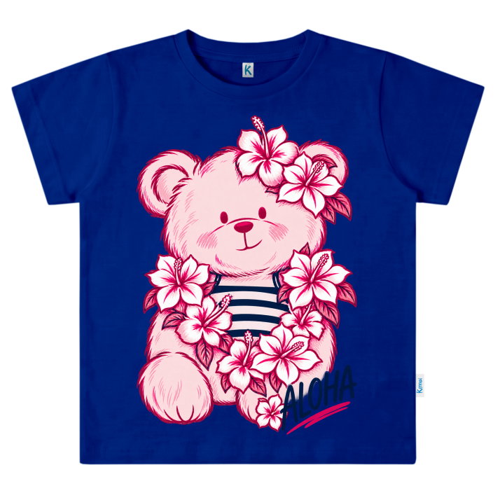 KAOS ATASAN PENDEK SERIES CHEERFUL PALS ALOHA BEAR_0