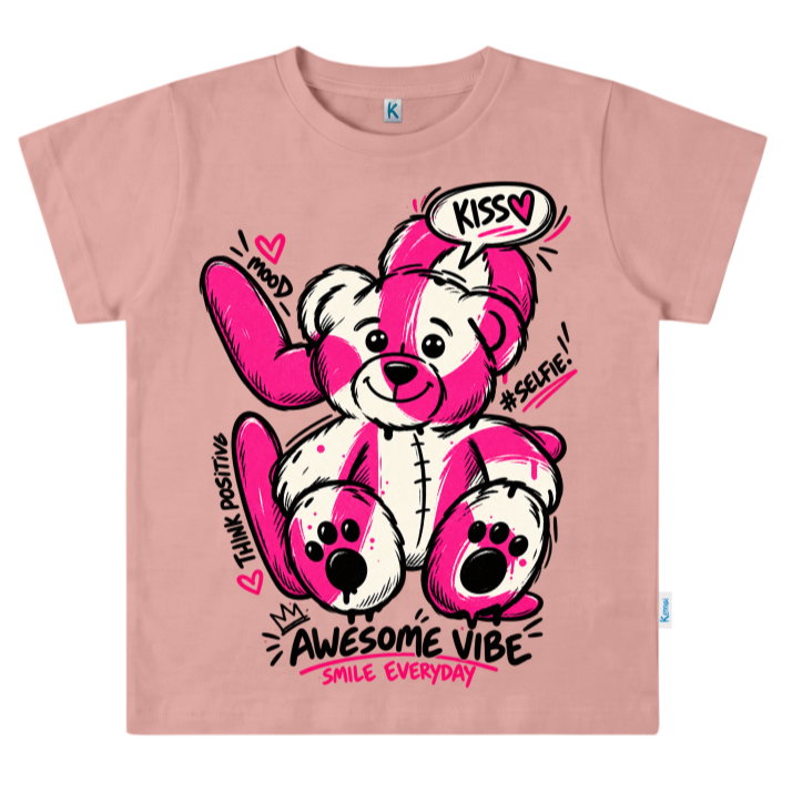 KAOS ATASAN PENDEK SERIES CHEERFUL PALS SMILE EVERYDAY BEAR