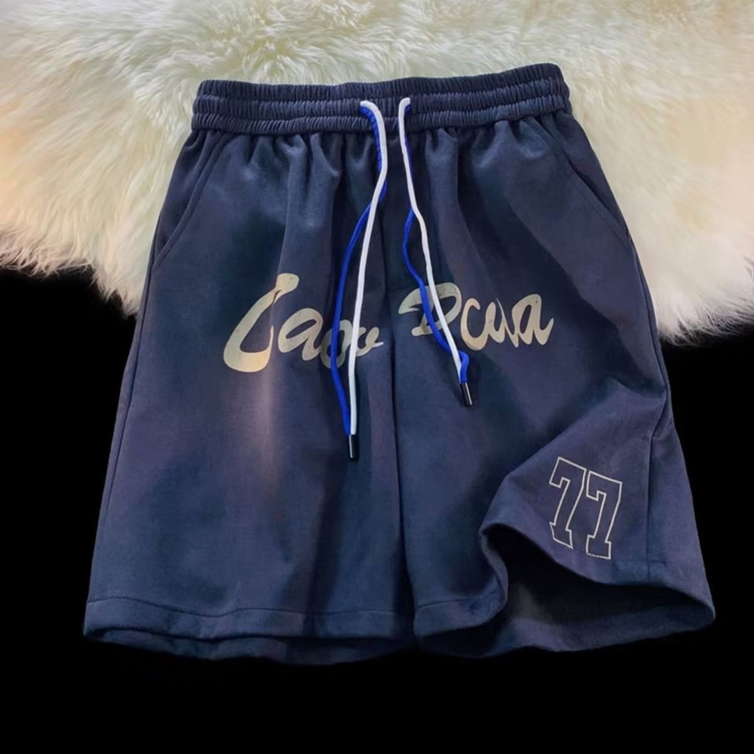 Faux Suede Casual Graphic Shorts