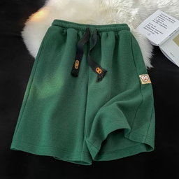 Waffle Knit Drawstring Casual Shorts