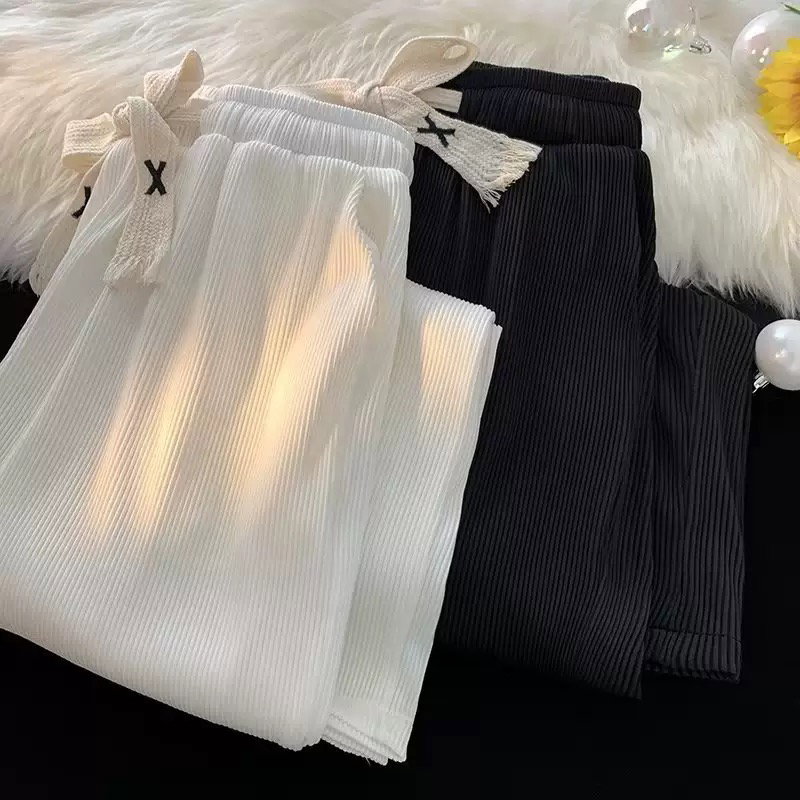 Ribbed Drawstring Casual Trousers