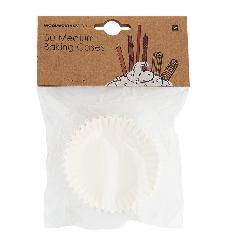 Woolies Medium White Baking Cases 50 pk
